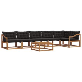 vidaXL Conjunto De Sof&aacute;s De Exterior Con Coj&iacute;n 7 Pcs Natural Y Negro Vidaxl
