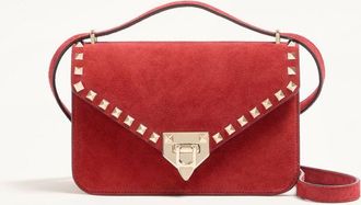 Valentino Garavani Borsa Piccola A Tracolla Valentino Garavani Rockstud In Suede Donna ROSSO UNI