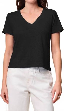 Stateside Suipma Slub Short Sleeve V Neck Tee In Black