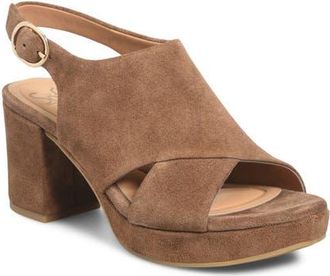 S&ouml;fft Liv Slingback Platform Sandal in Light Brown at Nordstrom, Size 9.5