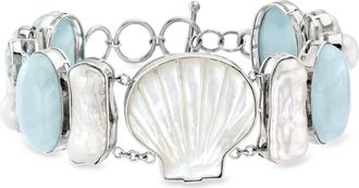 Ross-Simons Mother-Of-Pearl and Multi-Gemstone Sea Life Bracelet With Keshi and Cultured Pearls in Sterling Silver