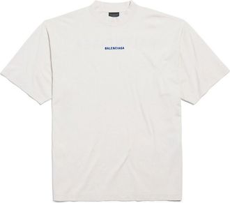Balenciaga Back T-Shirt Medium Fit In Dirty White/Blue