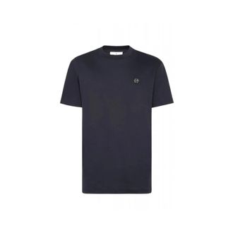 Philipp Plein Tops, Heren, Blauw, 2Xl, Katoen, Rondhals T-shirt Hexagon