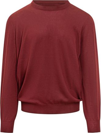 Brunello Cucinelli Trui met ronde hals - Heren - Ronde hals truien - Rood - S - Kasjmier - Truien & Vesten