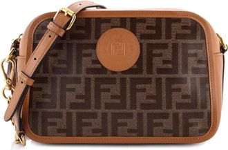 Fendi FF Logo Stamp Camera Bag Zucca Coated Canvas Small crossbody bag - Marrone