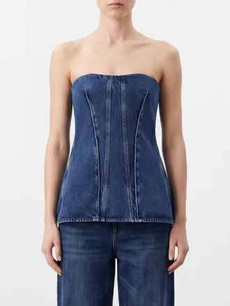 A Gold E Top bustier in denim di cotone