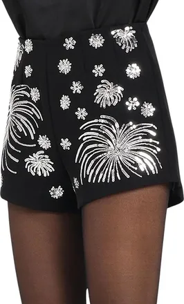 TPN Black Polyester High-Waisted Shorts