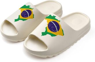 Generic Brazil Flag Map Slides for Women Men Soft Thick Bottom Coconut Slippers Sandals for Bathroom Beach
