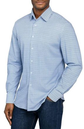 Brooklyn Brigade Plaid Print Knit Long Sleeve Basic in White/blue at Nordstrom, Size Xx-Large