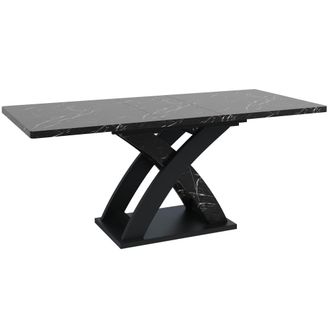 Urban Meuble Mesa de comedor extensible negra para 6 personas
