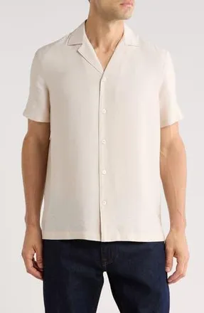 Nordstrom Hammered Satin Camp Shirt in Grey Moonbeam at Nordstrom Rack, Size Xx-Large