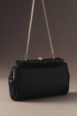 Badgley Mischka Jewel Badgley Mischka Olivia Satin Ruffle Top Pouch Clutch