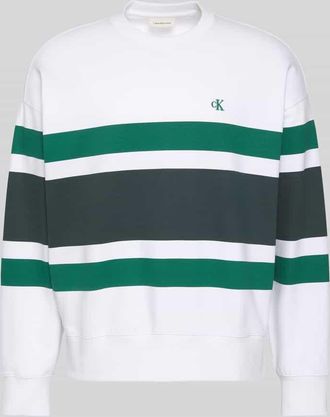 Calvin Klein Jeans Relaxed Fit Sweatshirt aus Frottee in Weiss, Gr&ouml;&szlig;e XXL