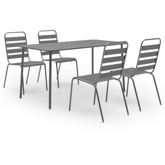 vidaXL Juego De Comedor De Jard&iacute;n De 5 Piezas Acero Gris Oscuro Vidaxl