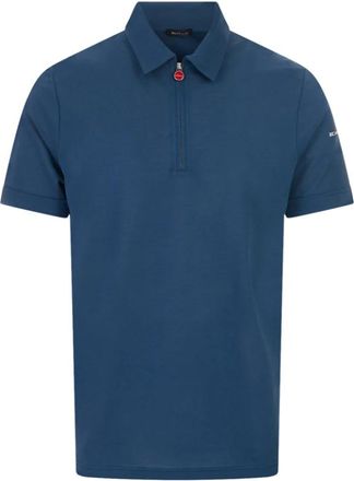 Kiton Zip Cotton Polo Shirt - Heren - Polos - Blauw - XL - Katoen - Tops