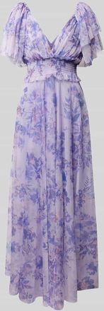 Lace & Beads Abendkleid mit Smok-Details in Lila, Größe XXS