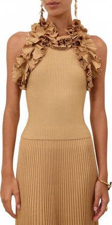 Zimmermann Luna Ruffle Tank In Metallic Gold