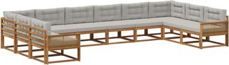 vidaXL Conjunto De Sof&aacute;s De Exterior 10 Uds. Natural Y Gris Claro Vidaxl