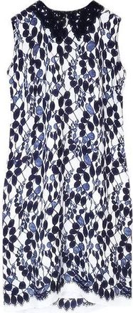 Erdem Printed Crepe Dress with Lace Trim Size XS
