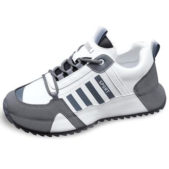 Generic Mens Large Size Lightweight Athletic Sneakers, PU Upper with Breathable Mesh, Shock-Absorbing Soft PVC Sole, Lace-Up Low-Top Running Shoes for Trainin