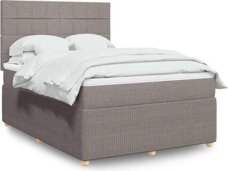 vidaXL Cama Box Spring Con Colch&oacute;n Tela Gris Taupe 160x200 Cm Vidaxl