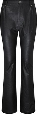 Twinset Broeken, Dames, Zwart, M, Leer, Zwarte Flare Broek van Kunstleer