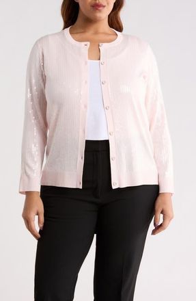 Anne Klein Clear Sequin Cardigan in Soft Blossom at Nordstrom, Size 0 X