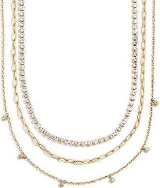 BaubleBar Tate Set of 3 Waterproof Necklaces in Goldtone Plate/cubic Zirconia at Nordstrom