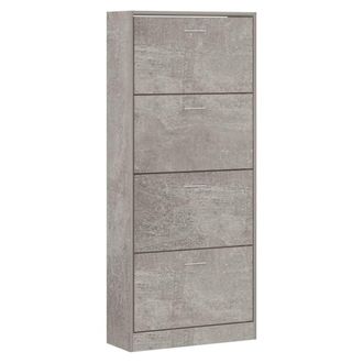 Berkfield Home Shoe Cabinet Concrete Grey 63x24x147 cm Engineered Wood | Size: 63 x 24 x 147 cm