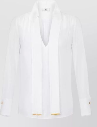 Elisabetta Franchi top long sleeves scarf detail gold buttons