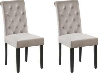 Beliani Set di 2 Sedie in Velluto Grigio con Anello Decorativo e Gambe in Legno Velva