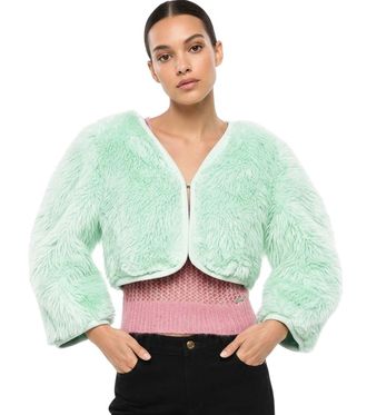 Dsquared2 Green Solid V Neck Jacket