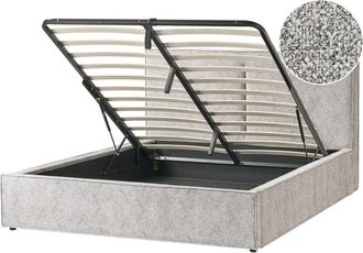 Beliani Cama Con Almacenaje De Velur De Punto Somier De L&aacute;minas 160 X 200 Cm Blanco/negro Moissac