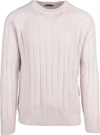 Vengera Beige Virgin Wool-Blend Crewneck Sweater