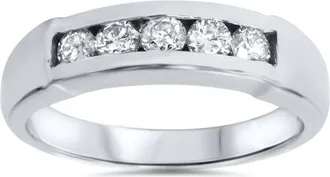 Pompeii3 Mens 1/2ct 14K White Gold Round Diamond Wedding Ring Size Selectable