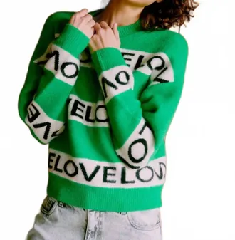b.young Love Crewneck Sweater In Green