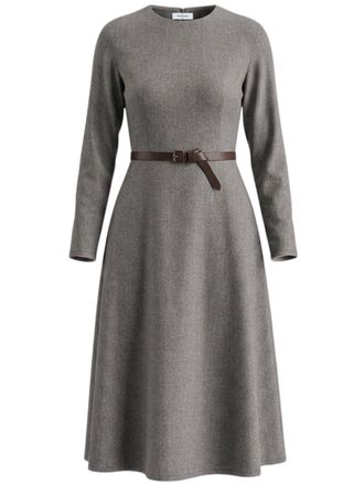 Gran Sasso Flared Midi Dress in Cashmere Blend Flannel