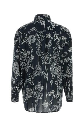 Giorgio Armani Mens Printed Cotton Shirt Whiteblue Exterior: Camicie