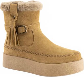 Andrea Womens Suede Winter Ankle Boot In Honey