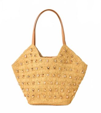 BTB Los Angeles Womens Studded Galia Tote Bag In Beige