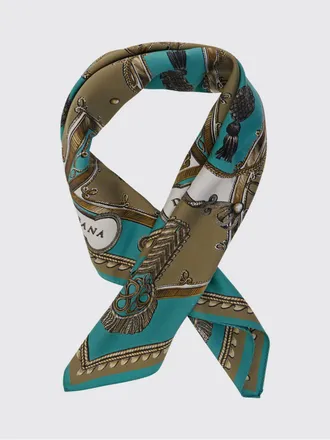 Dolce & Gabbana Foulard in seta con stampa grafica e logo a contrasto