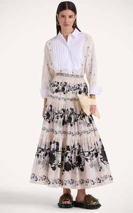 La DoubleJ Big Skirt Plac&eacute;e in Stilo Plac&eacute;e Ivory at Nordstrom, Size Medium