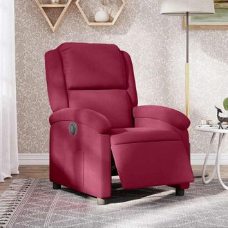 vidaXL Poltrona Elettrica Reclinabile Rosso Vino in Tessuto - Vidaxl