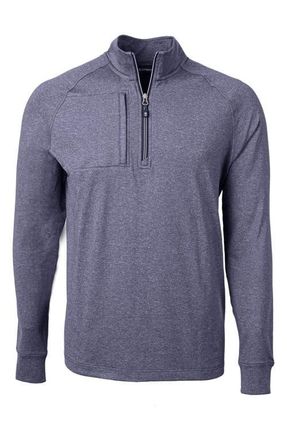 Cutter & Buck Adapt Heather Quarter Zip Pullover in Navy Blue Heather at Nordstrom, Size 2Xlt