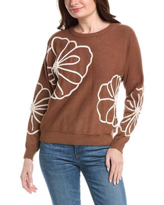 T Tahari Flower Embroidery Pullover