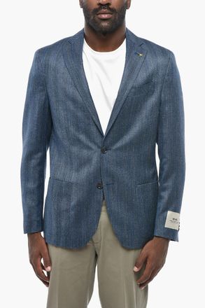 Corneliani CC COLLECTION Blazer Semifoderata a 2 Bottoni in Lana Vergine e Seta con Rever classico Corneliani