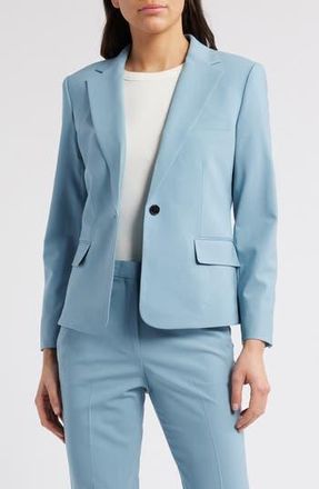 Theory Slim Fit Stretch Wool One Button Blazer in Stone Blue at Nordstrom Rack, Size 12