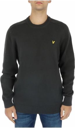 Lyle & Scott Grijs bedrukt katoenen knitwear - Heren - Ronde hals truien - Zwart - S - Katoen - Truien & Vesten