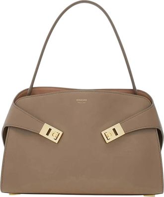 Ferragamo Taupe Hug Medium Shoulder Bag