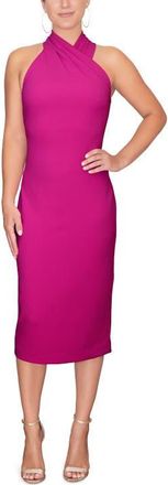 Rachel Roy Harland Crossover Halter Midi Dress in Fuchsia at Nordstrom, Size Xx-Large